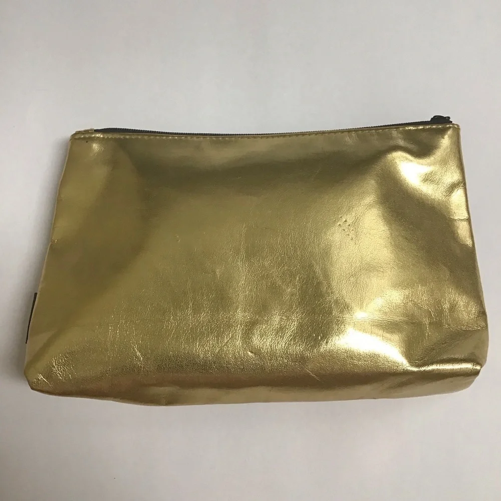 Sephora Makeup Bag Black Gold Stripe Cosmetic Pouch Beauty Organizer Travel 5x8